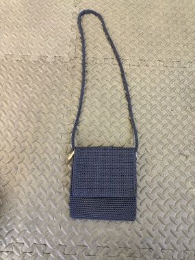 Crochet Woven Crossbody Bag - Navy